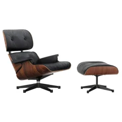 Vitra Eames Lounge Chair & Ottoman, klassisk stl, palisander - svart