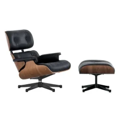 Vitra Eames Lounge Chair & Ottoman, klassisk stl, valnöt - svart