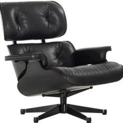 Vitra Eames Lounge Chair, ny storlek, svart ask - svart läder