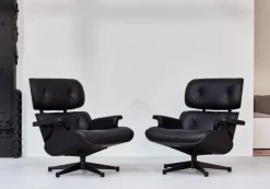 Vitra Eames Lounge Chair, ny storlek, svart ask - svart läder