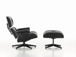 Vitra Eames Lounge Chair, ny storlek, svart ask - svart läder