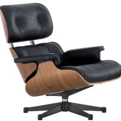 Vitra Eames Lounge Chair, ny storlek, valnöt - svart läder