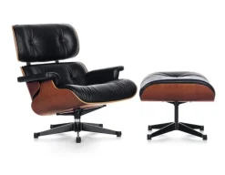 Vitra Eames Lounge Chair, ny storlek, valnöt - svart läder