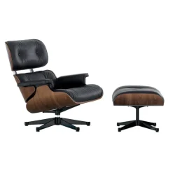 Vitra Eames Lounge Chair & Ottoman, ny storlek, valnöt - svart