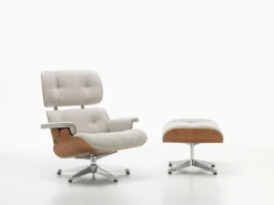 Vitra Eames Lounge Chair, ny storlek, Am. cherry - Nubia grädde/sand