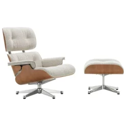 Vitra Eames Lounge Chair&Ottoman, ny stl, Am. cherry-Nubia grädde/sand