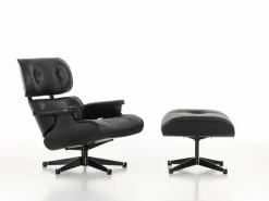 Vitra Eames Lounge Ottoman, svart ask - svart läder
