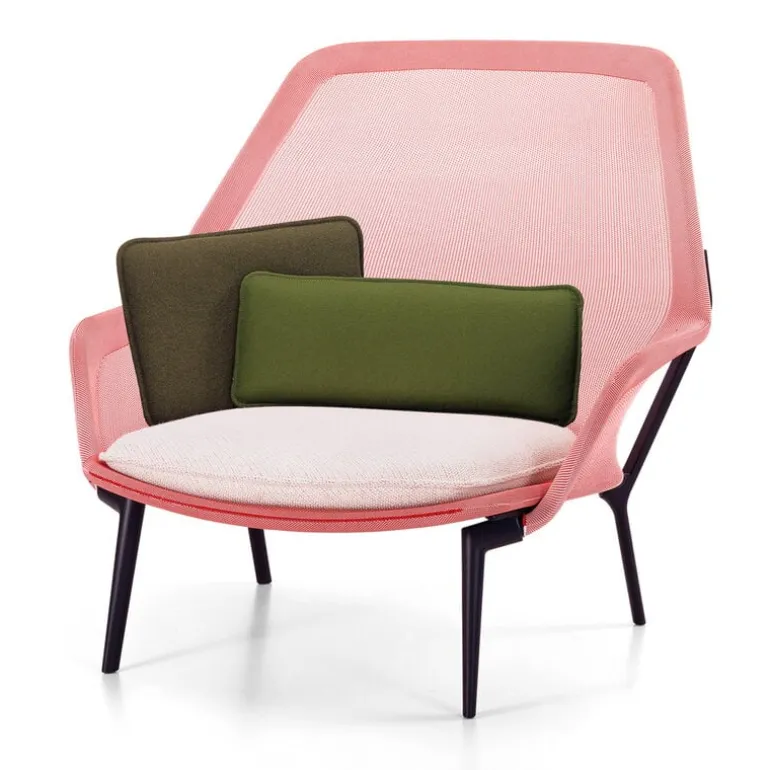 Vitra Slow Chair, röd/grädde - choklad