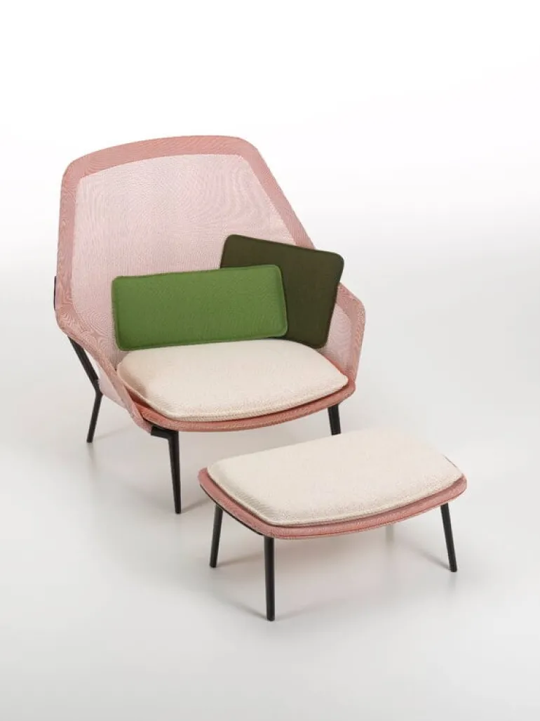 Vitra Slow Chair, röd/grädde - choklad