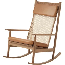 Warm Nordic Swing gungstol, teak - Silk cognac läder