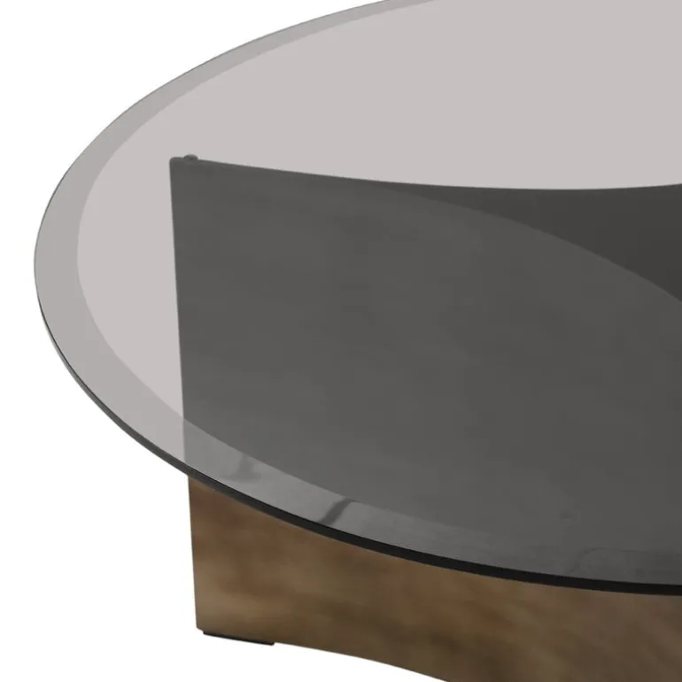 Wendelbo Arc soffbord, stor, brunt glas - bronspatinerat stål