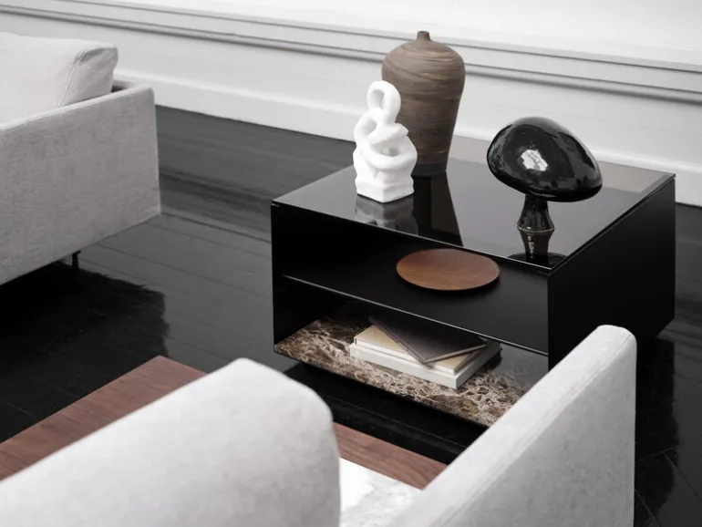 Wendelbo Expose soffbord, medium, brunt glas - Emperador-marmor