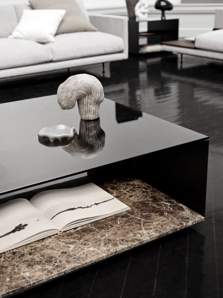 Wendelbo Expose soffbord, medium, brunt glas - Emperador-marmor