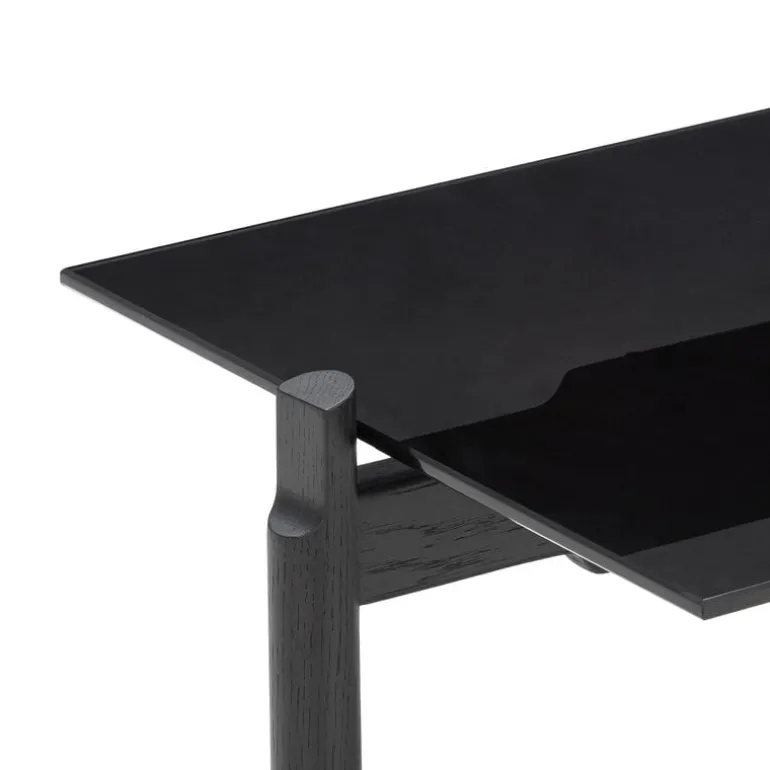 Wendelbo Notch soffbord, rektangulärt, M, svart glas - svartbetsad ek