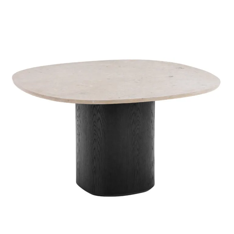 Wendelbo Ovata matbord, svart ek - Jura Grey kalksten