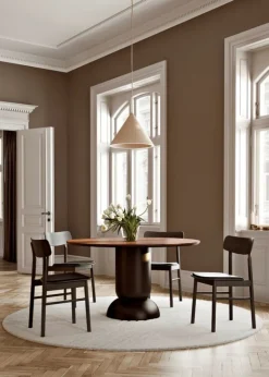 Woud Annular pendellampa, stor, beige