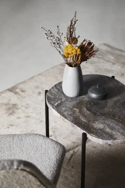 Woud La Terra sidobord, S, grå melange travertin - svart