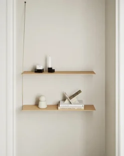 Woud Stedge hylla, 80 cm, vitlackerad ek – mässing