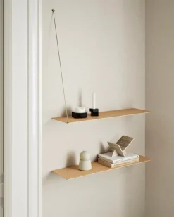 Woud Stedge hylla, 80 cm, vitlackerad ek – mässing