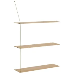 Woud Stedge tilläggshylla, 80 cm, vitlackerad ek – mässing