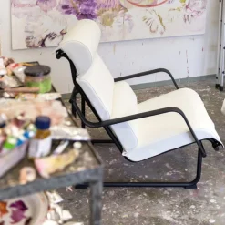 Yrjö Kukkapuro Remmi loungefåtölj, svart - vit läder